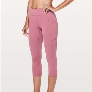 Pink lululemon cropped leggings size 4